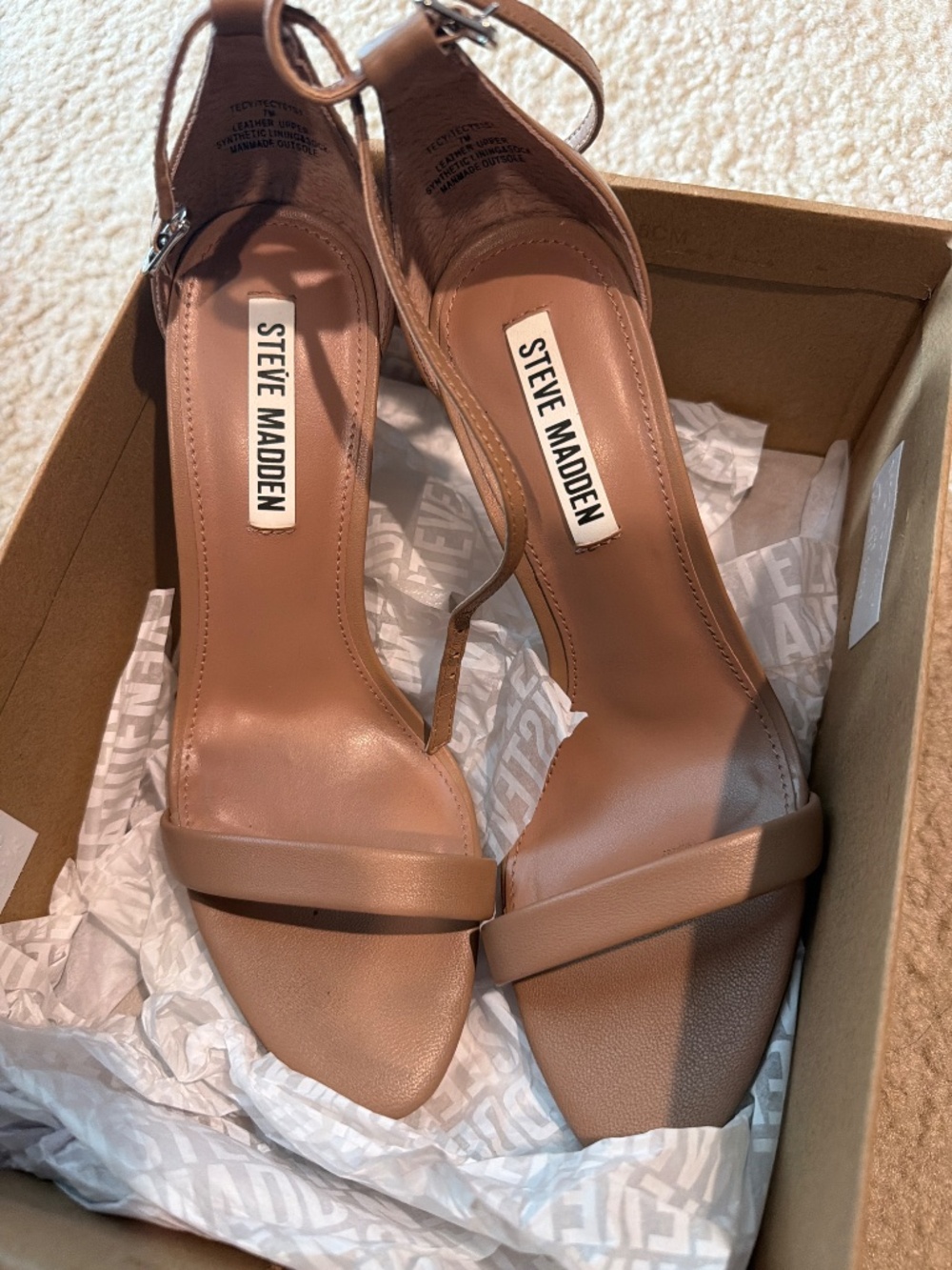 Steve Madden Tecy tan leather heeled sandals - Picture 2 of 4